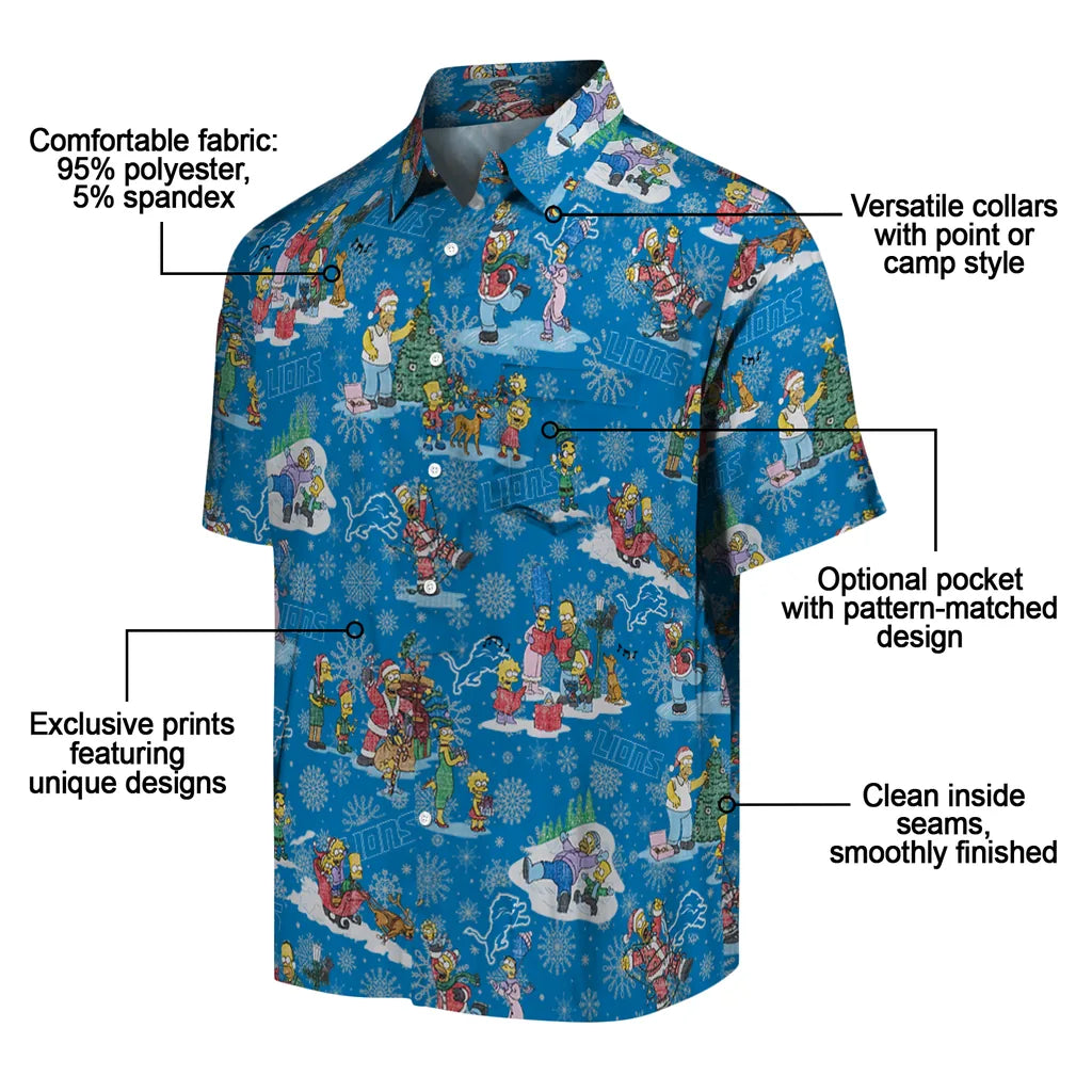 Detroit Lions Hawaiian Shirt - Simpsons Christmas | Moonbestprint