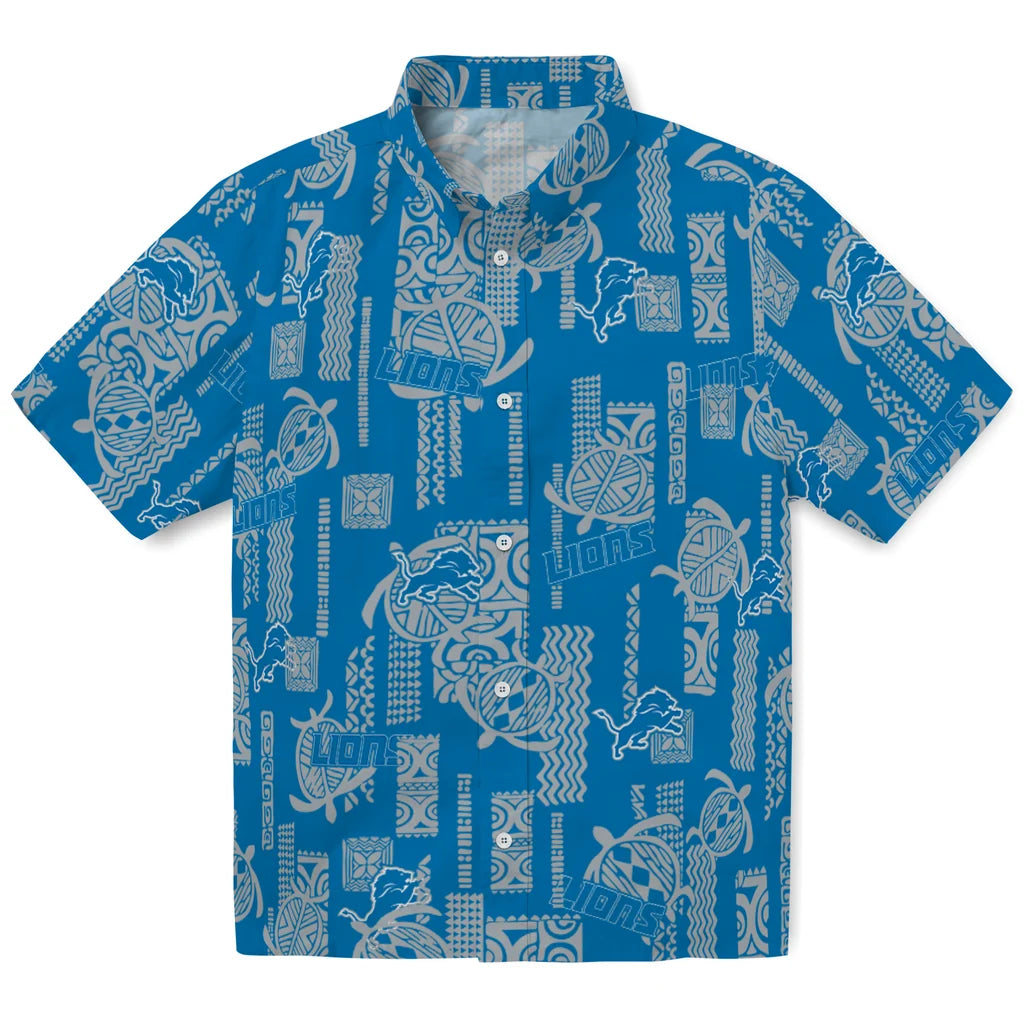 Detroit Lions Hawaiian Shirt - Turtle Lines | Moonbestprint