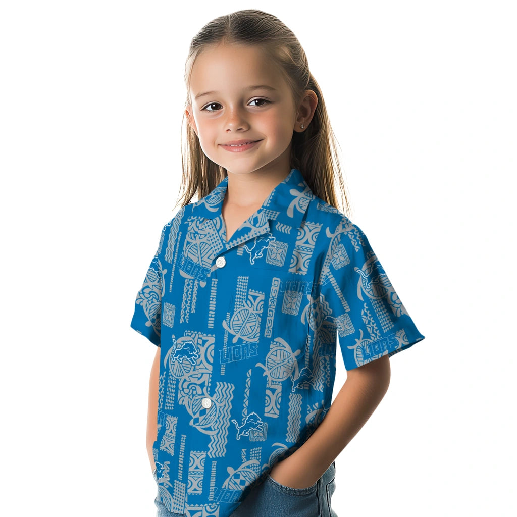 Detroit Lions Hawaiian Shirt - Turtle Lines | Moonbestprint