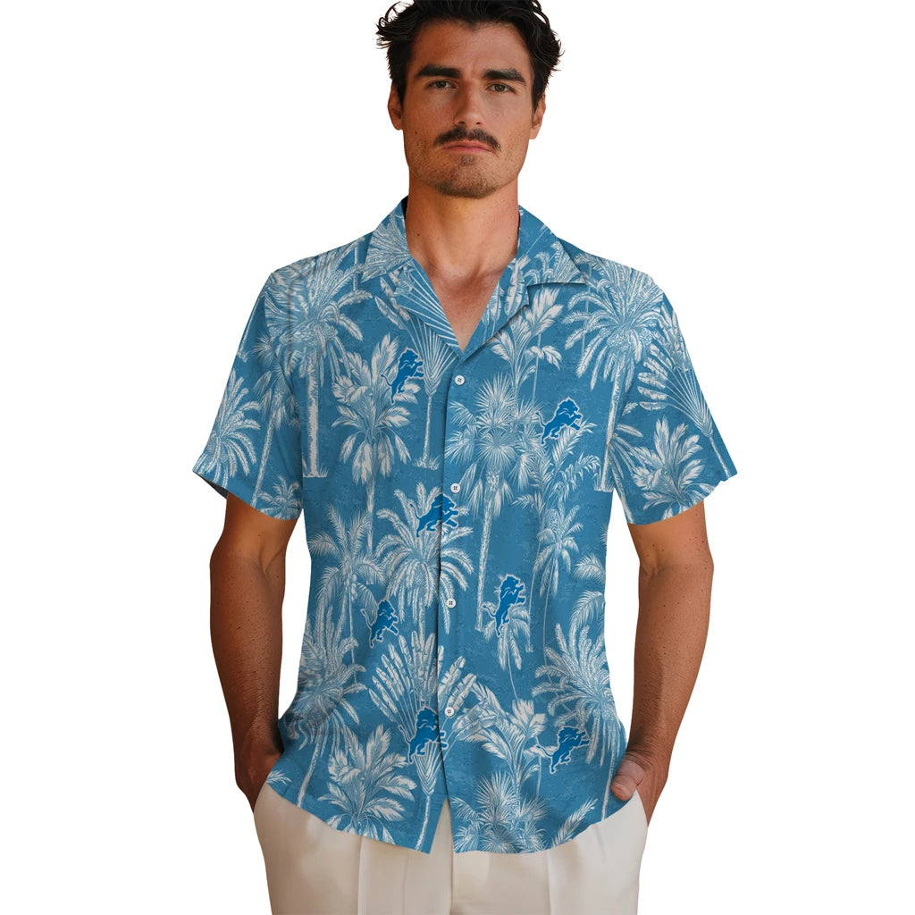 Detroit Lions Hawaiian Shirt - Vintage Palm Tree | Moonbestprint