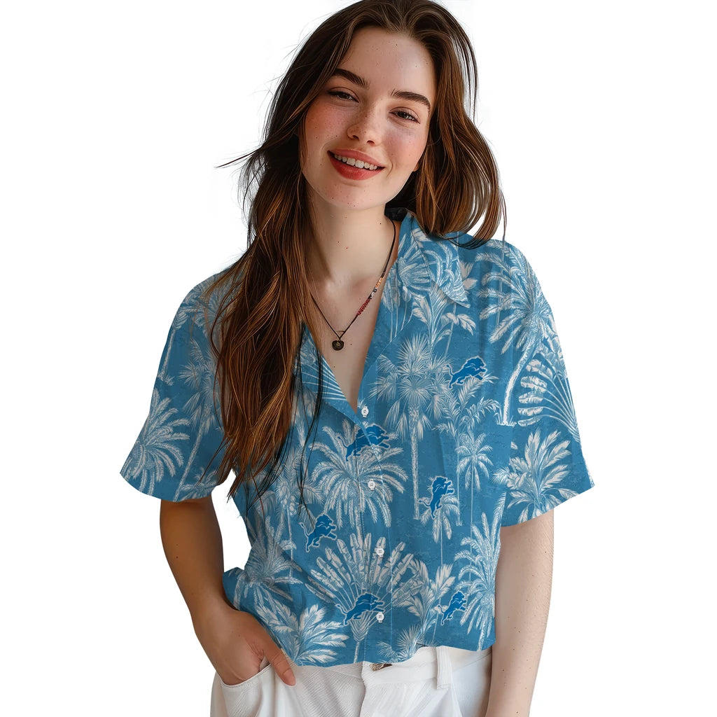Detroit Lions Hawaiian Shirt - Vintage Palm Tree | Moonbestprint