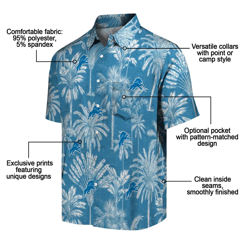 Detroit Lions Hawaiian Shirt - Vintage Palm Tree | Moonbestprint