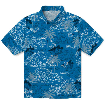 Detroit Lions Hawaiian Shirt - Wave Palm | Moonbestprint