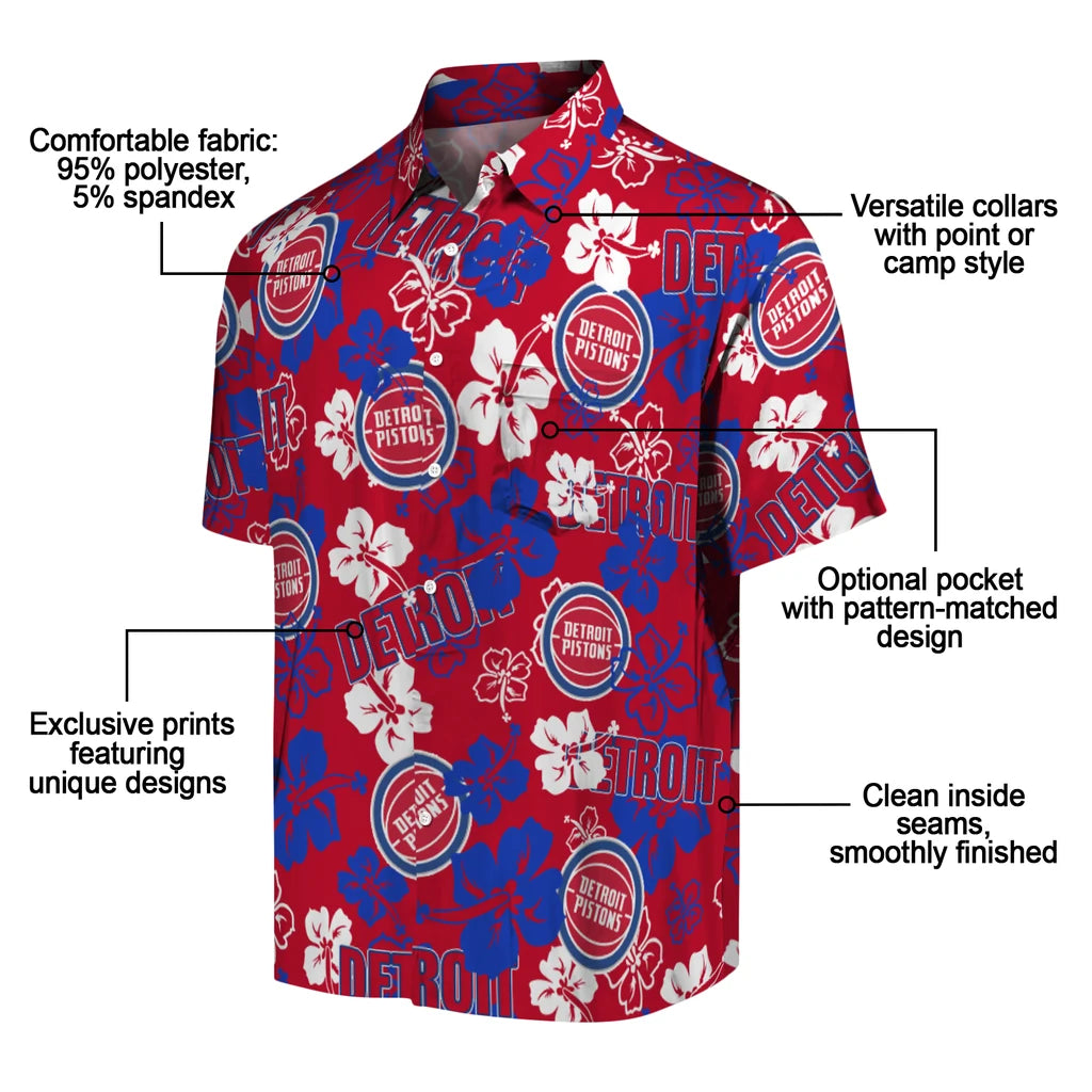 Detroit Pistons Hibiscus Bloom Hawaiian Shirt – Moonbestprint