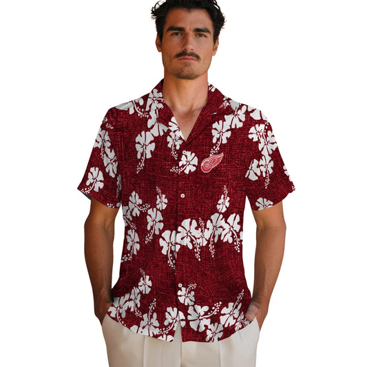 Detroit Red Wings Hawaiian Shirt - 50th State Flower | Moonbestprint