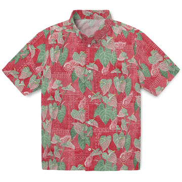 Detroit Red Wings Hawaiian Shirt - Anthurium Overlay | Moonbestprint