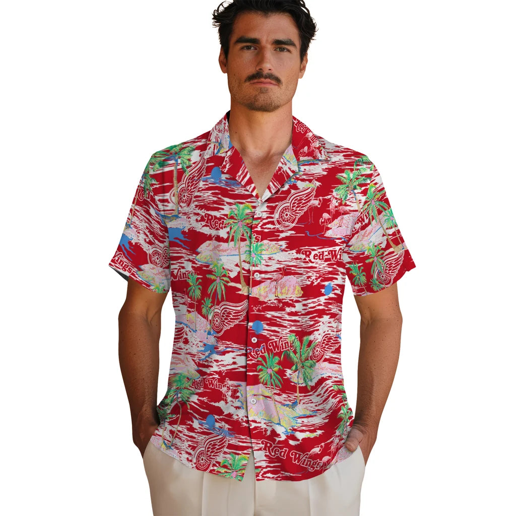 Detroit Wings Flamingo Retreat 2026 Hawaiian Shirt – Moonbestprint