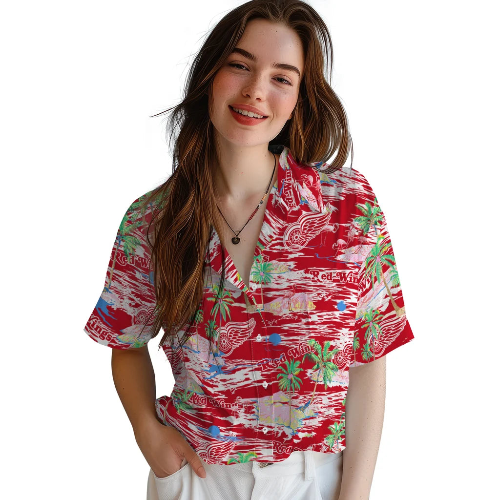 Detroit Wings Flamingo Retreat 2026 Hawaiian Shirt – Moonbestprint