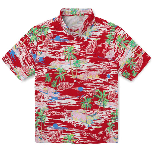 Detroit Red Wings Hawaiian Shirt - Hawaii Island | Moonbestprint