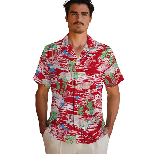 Detroit Red Wings Hawaiian Shirt - Hawaii Island | Moonbestprint