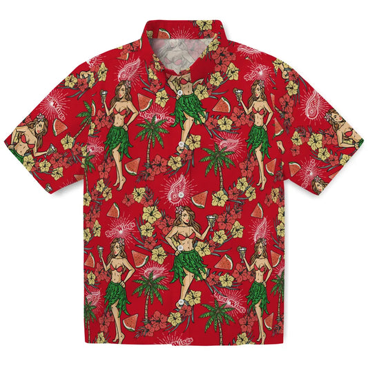 Detroit Red Wings Hawaiian Shirt - Hawaiian Girls Design | Moonbestprint