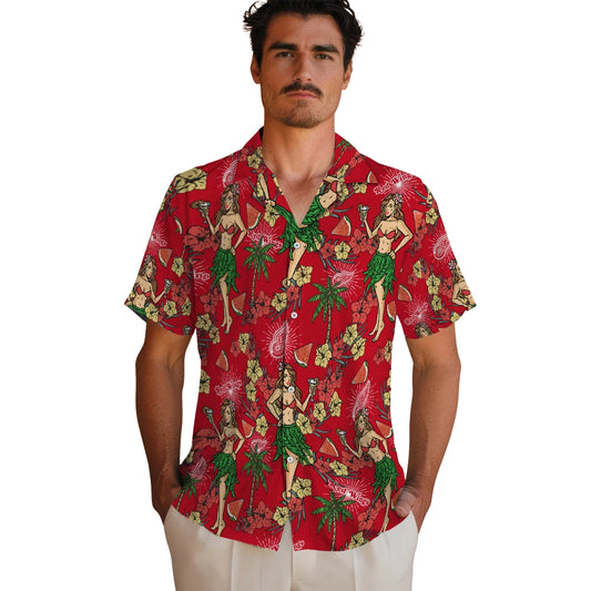 Detroit Red Wings Hawaiian Shirt - Hawaiian Girls Design | Moonbestprint