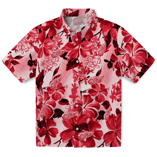 Detroit Red Wings Hawaiian Shirt - Hibiscus Arrangement | Moonbestprint