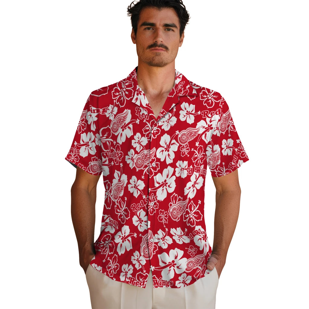 Detroit Wings Hibiscus Bloom Hawaiian Shirt – Moonbestprint