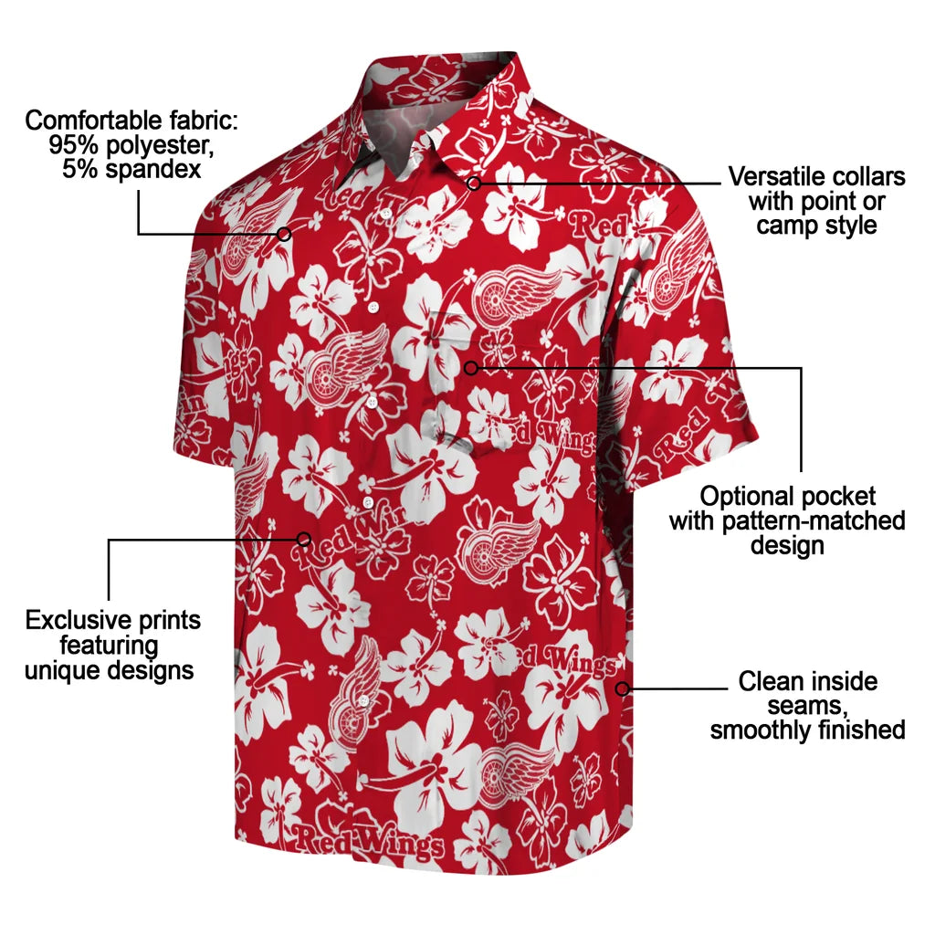 Detroit Wings Hibiscus Bloom Hawaiian Shirt – Moonbestprint