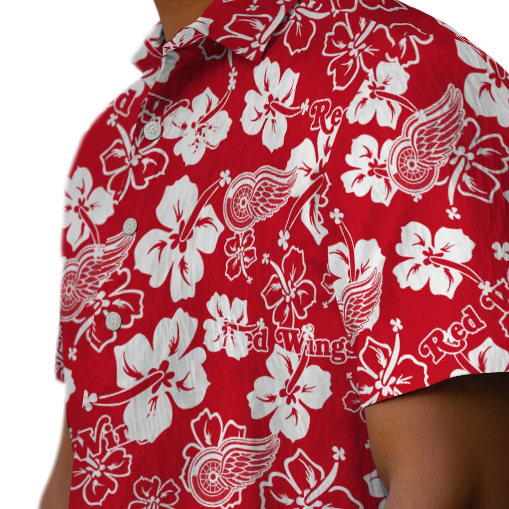 Detroit Wings Hibiscus Bloom Hawaiian Shirt – Moonbestprint