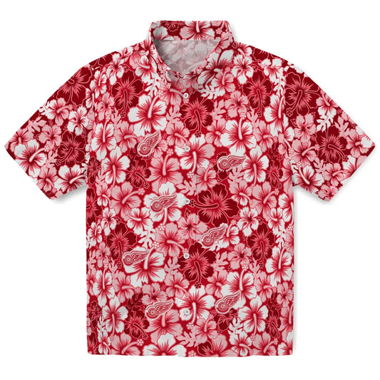 Detroit Red Wings Hawaiian Shirt - Hibiscus Blooms | Moonbestprint