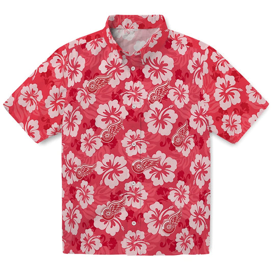 Detroit Red Wings Hawaiian Shirt - Hibiscus Cluster | Moonbestprint