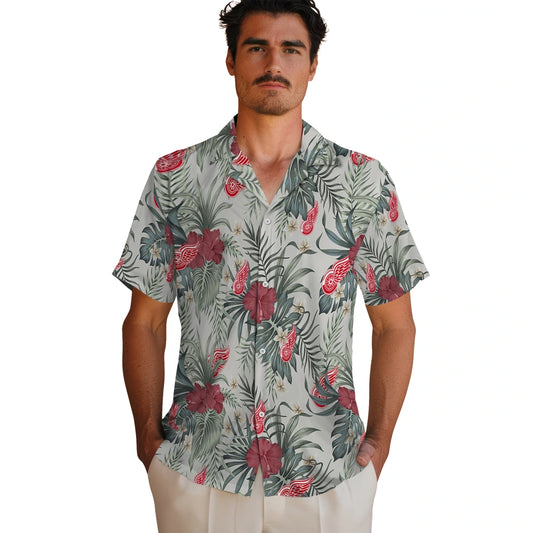 Detroit Red Wings Hawaiian Shirt - Hibiscus Designs | Moonbestprint