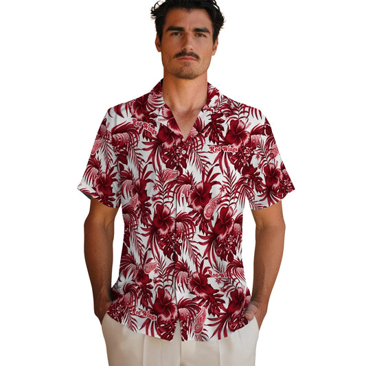 Detroit Red Wings Hawaiian Shirt - Hibiscus Exotic | Moonbestprint