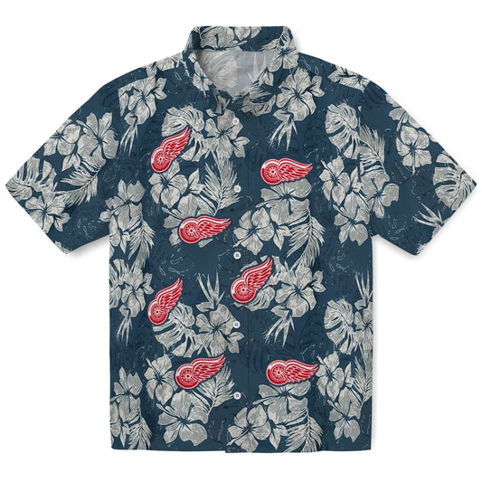 Detroit Red Wings Hawaiian Shirt - Hibiscus Flowers | Moonbestprint