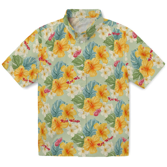 Detroit Red Wings Hawaiian Shirt - Hibiscus Mood | Moonbestprint