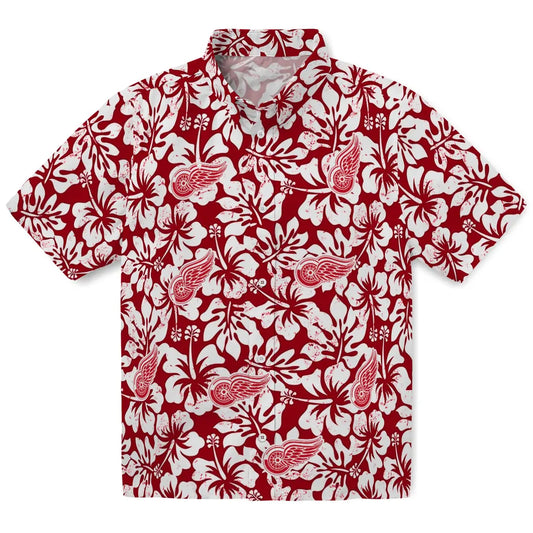 Detroit Red Wings Hawaiian Shirt - Hibiscus Motif | Moonbestprint