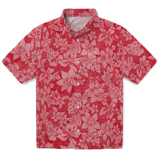Detroit Red Wings Hawaiian Shirt - Hibiscus Oasis | Moonbestprint