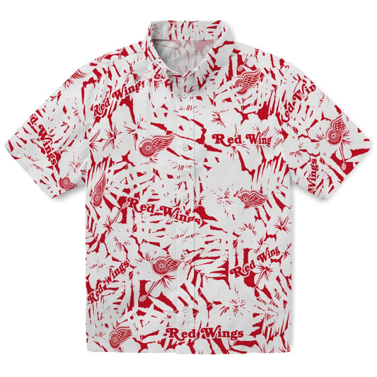 Detroit Red Wings Hawaiian Shirt - Hibiscus Overlay | Moonbestprint
