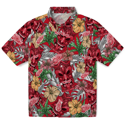 Detroit Red Wings Hawaiian Shirt - Hibiscus Tiki Jungle | Moonbestprint