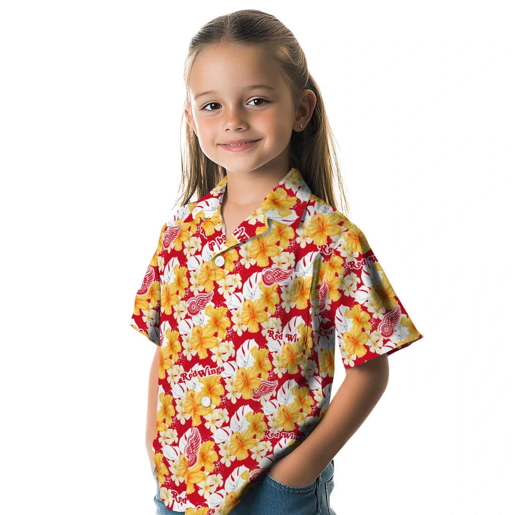 Detroit Red Wings Hawaiian Shirt - Hibiscus Tropics | Moonbestprint