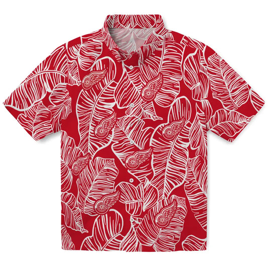 Detroit Red Wings Hawaiian Shirt - Leaf Outline | Moonbestprint