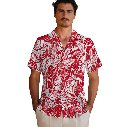 Detroit Red Wings Hawaiian Shirt - Monstera Layer | Moonbestprint