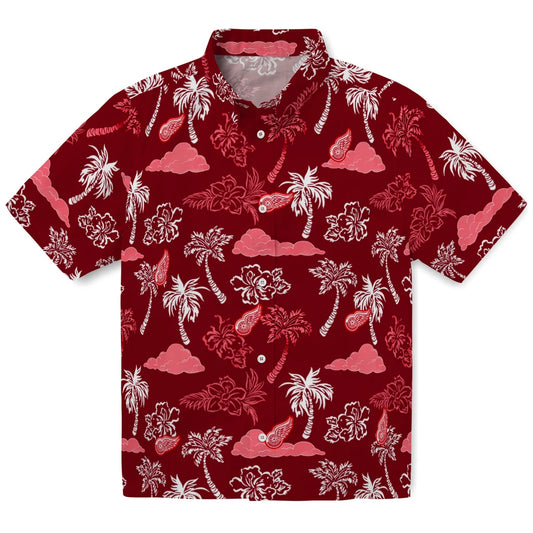 Detroit Red Wings Hawaiian Shirt - Palm And Clouds | Moonbestprint