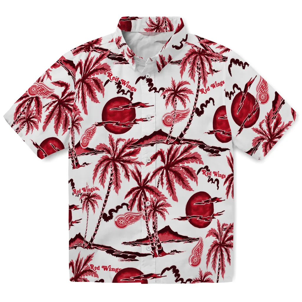 Detroit Red Wings Hawaiian Shirt - Palm Sunset | Moonbestprint