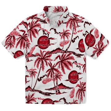 Detroit Red Wings Hawaiian Shirt - Palm Sunset | Moonbestprint