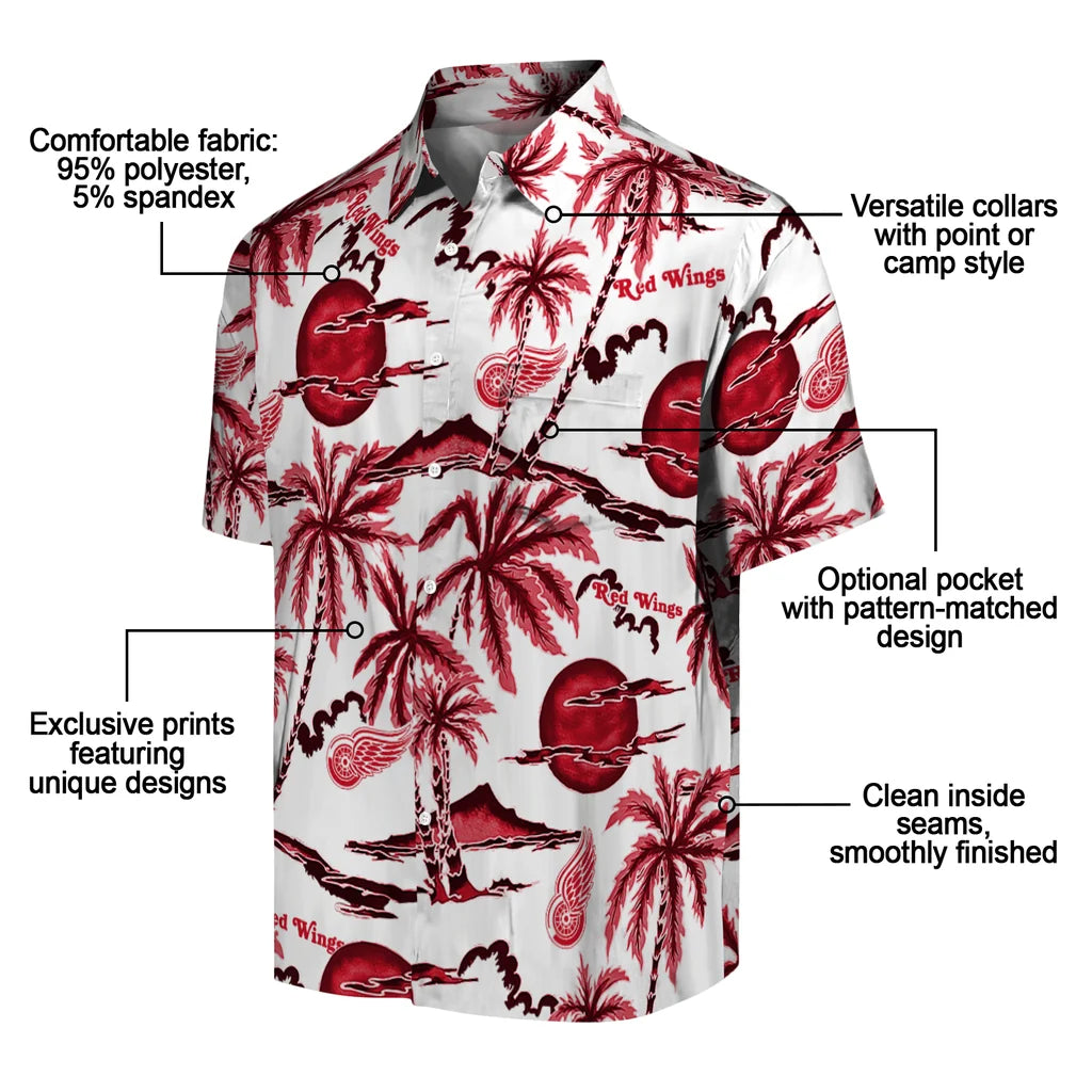 Detroit Red Wings Hawaiian Shirt - Palm Sunset | Moonbestprint
