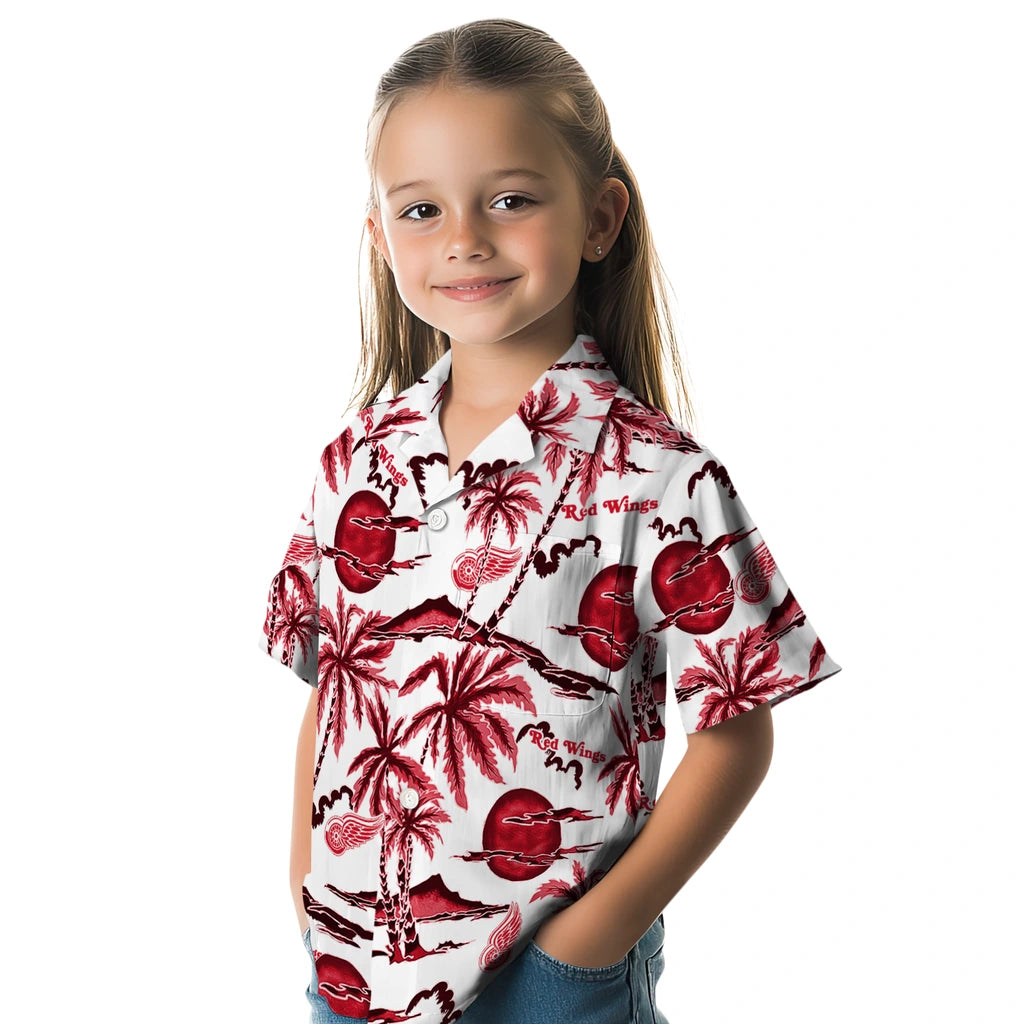 Detroit Red Wings Hawaiian Shirt - Palm Sunset | Moonbestprint