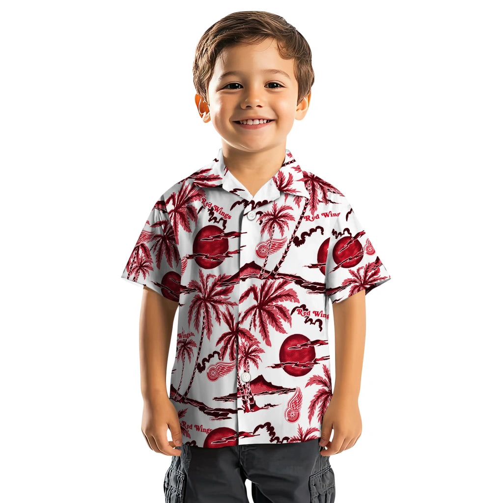 Detroit Red Wings Hawaiian Shirt - Palm Sunset | Moonbestprint