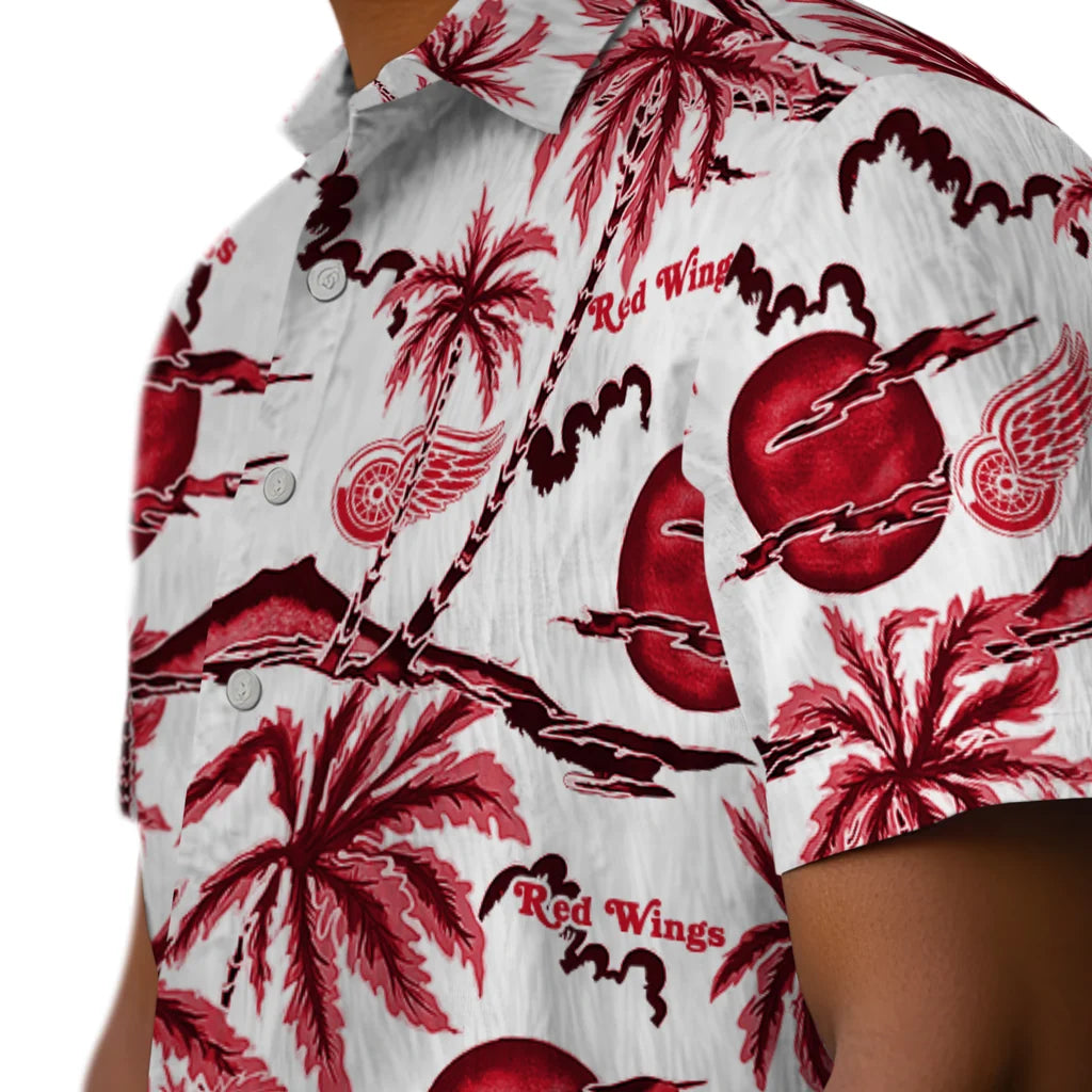 Detroit Red Wings Hawaiian Shirt - Palm Sunset | Moonbestprint