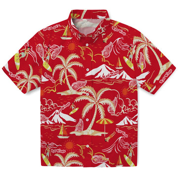 Detroit Red Wings Hawaiian Shirt - Palm Tree Island | Moonbestprint