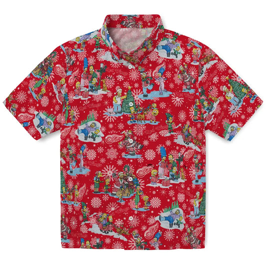 Detroit Red Wings Hawaiian Shirt - Simpsons Christmas | Moonbestprint