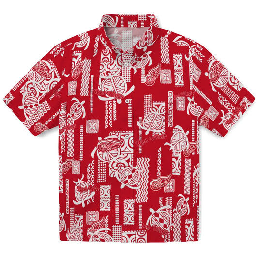 Detroit Red Wings Hawaiian Shirt - Turtle Lines | Moonbestprint