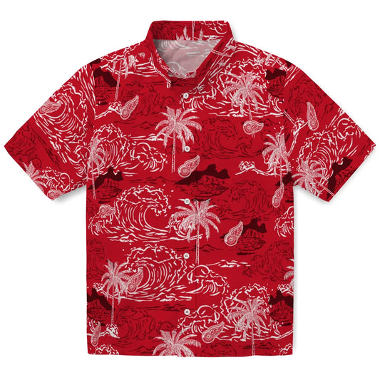 Detroit Red Wings Hawaiian Shirt - Wave Palm | Moonbestprint