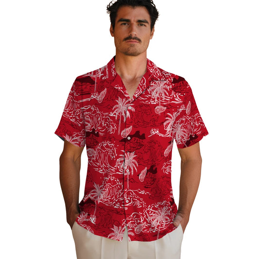 Detroit Red Wings Hawaiian Shirt - Wave Palm | Moonbestprint