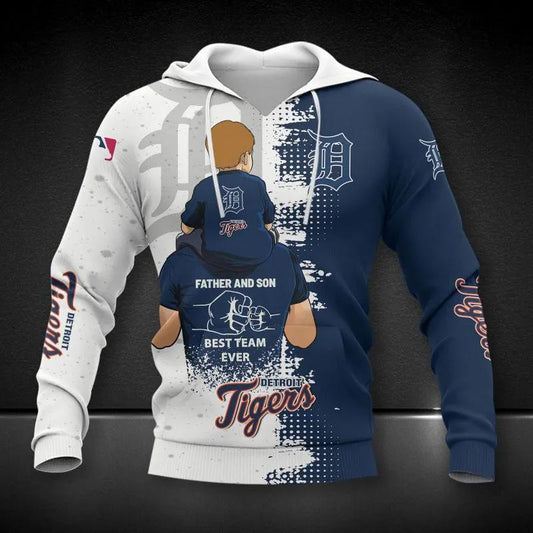 Detroit Tigers All Dad And Son Over Print MLB All Over Print Hoodie -Moonbestprint