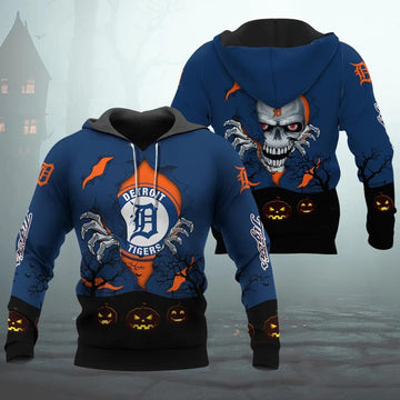 Detroit Tigers Halloween 3D MLB All Over Print Hoodie -Moonbestprint