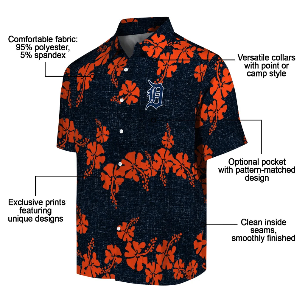 Detroit Tigers Hawaiian Shirt - 50th State Flower | Moonbestprint