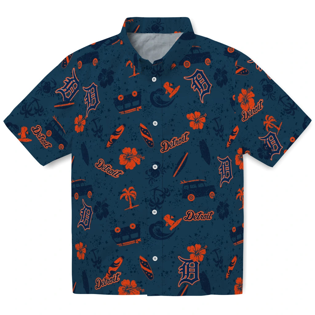 Detroit Tigers Hawaiian Shirt - Beach Vibe | Moonbestprint