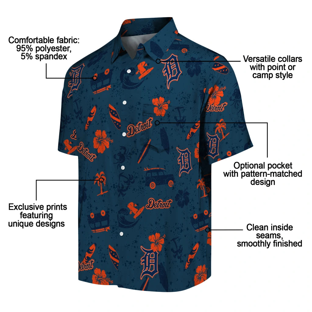 Detroit Tigers Hawaiian Shirt - Beach Vibe | Moonbestprint